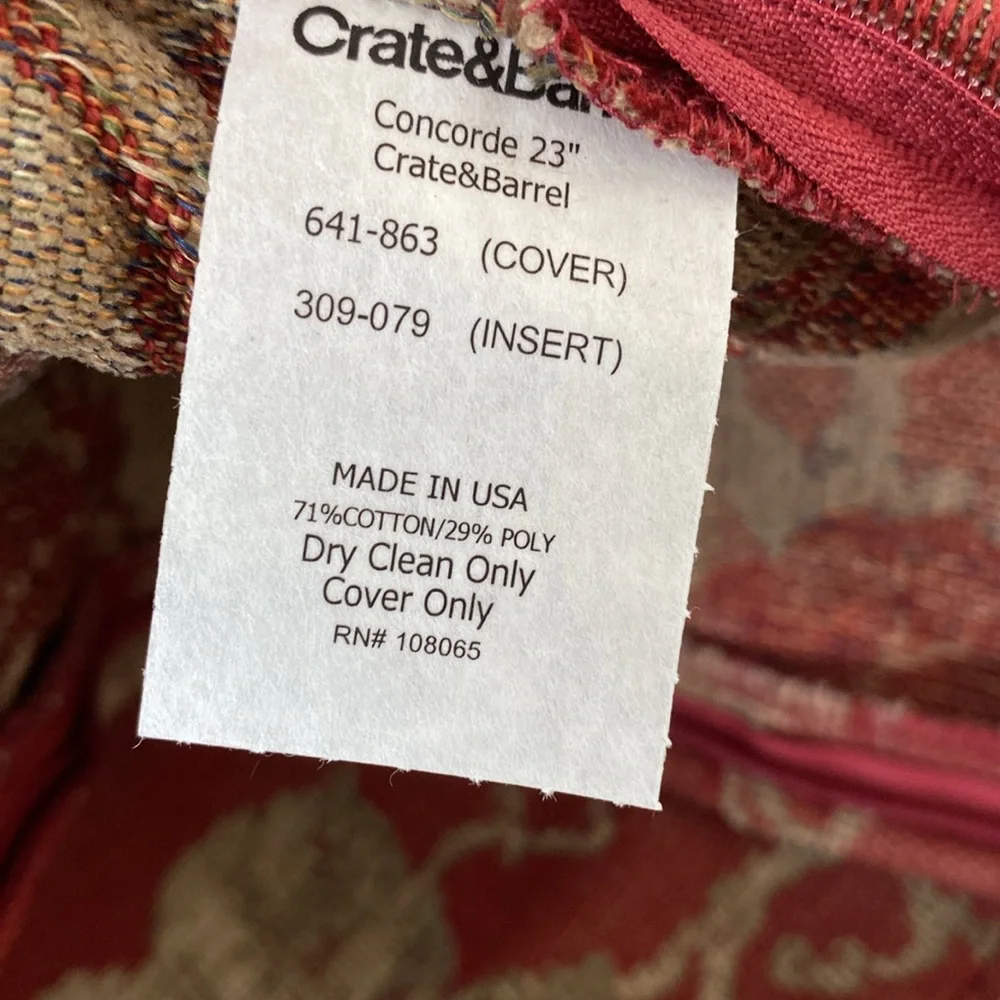 NWT Crate & Barrel tapestry 23 inch Concorde grape throw pillow covers set of 2